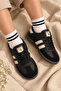 Unisex Black Beige Comfortable Lace-Up Sneaker - 2
