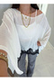 Lace Detailed Transparent Mercerized Cape Poncho - 4