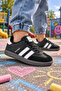 Unisex Black and White Comfortable Lace-Up Sneaker