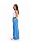 Women's Blue Stitching Detailed Three-Thread Baggy Sweatpants - 3
