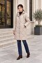 Women's Fixed Hooded Reversible Zippered Comfortable Fit Long Quilted Coat 8847