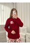 Burgundy Surprise Ribbon Patterned Crew Neck Pajama Set - 4
