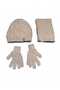 Scarf & Beanie & Gloves Set - Beige - Plain - 2