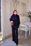 Navy Blue Soft Fur Collared Angora Knitwear Cardigan - 3