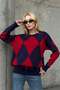 Red Navy Blue Baklava Knitwear Sweater - 5