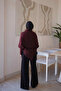 Burgundy Asymmetrical Cut Belted Soft Knit Sweater - 5