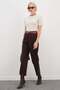 Herringbone Patterned Belted Carrot Cut Pants - 3