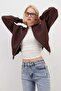 3 Thread Basic Zippered High Neck Crop Sweatshirt - 4