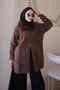 Brown Soft Fur Collared Angora Knitwear Cardigan