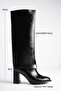 Women's Winter Black 2-in-1 Detachable Heel Thick Heeled Boots and Ankle Boots - 2