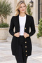Women's V-Neck Long Sleeve Buttoned Chain Knit Patterned Embossed Stylish Elegant Soft Casual Black Long Knitwear Cardigan