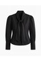 Black Shawl Detailed Padded Shirt - 2