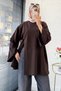 Premium Asymmetrical Cut Waist-Tie Blouse - Brown - 2