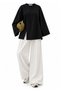 Premium Asymmetrical Cut Waist Tie Blouse - Black - 3