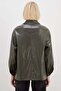Buttoned Double Pocket Faux Leather Jacket - 8
