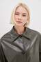 Buttoned Double Pocket Faux Leather Jacket - 6
