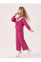 Girl's Striped Hooded Sweatshirt and Wide-Leg Sweatpants Set - 3
