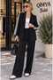 Buketli̇ Women's 3-Stripe Knitted Steel Fabric Jacket and Pants Two-Piece Set - 5