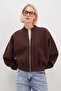 3 Thread Basic Zippered High Neck Crop Sweatshirt - 5