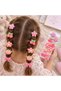 Colorful Hair Clip Set with Flower and Heart Figures, Children's Hair Ties, 10 Pieces - Pink