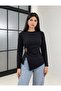 Crew Neck Skirt Slit Women's Blouse - 2