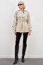 Belted Stand Collar Buttoned Trench Coat - 5