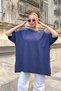 Navy Blue Oversize Knitwear Blouse