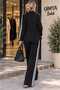 Buketli̇ Women's 3-Stripe Knitted Steel Fabric Jacket and Pants Two-Piece Set - 8