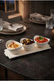 Modern Design 4-Piece, 3-Compartment Ceramic Sauce Bowl, Snack Bowl, and Breakfast Serving Set - 8