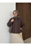 Zippered Pocket Detail Poncho-Brown - 3