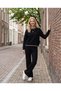 Women's Stripe Detailed Ribbed Knitwear Double Set Crew Neck Sweater and Wide Leg Pants Set - 2
