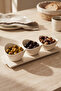 Modern Design 4-Piece, 3-Compartment Ceramic Sauce Bowl, Snack Bowl, and Breakfast Serving Set - 4
