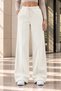 Women's High Waist Wide Leg Palazzo 3 Thread Sweatpants - Ecru - 2