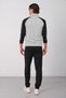 Men's Gray Diving Fabric Cotton Lined Stand Collar Zippered Stripe Detailed Winter Tracksuit Set - E230 - 7