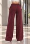 Women's High Waist Wide Leg Palazzo 3 Thread Sweatpants - Burgundy - 5