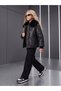 Girl's Faux Fur Collar Detailed Pocketed Puffer Coat - 3