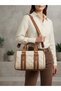 Women's Cream-Brown Large Size Long Strap Hand and Shoulder Bag-Bd4107Bd