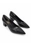 Women's Croco Pointed Toe Thick Heeled Stylish Classic Shoes - 3