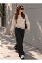 Women's Beige Sweat Modal Fabric Oversize Basic Crew Neck Sweatshirt - 4