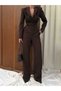 Crop Jacket, Lace Detailed Corset Blouse and Trousers 3-Piece Premium Set - 7