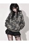 Camouflage Printed Zippered Hooded Sweatshirt