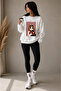 Unisex Men'S/Women's Mix Trend Printed Oversize Crew Neck Cotton White Sweatshirt - 2