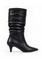 Women's Bellows Short Boots Black Leather - 2