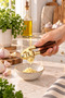 Gold Garlic Crusher – Metal Garlic Press with Wooden Look Handle – Ergonomic Kitchen Utensil - 2