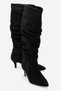 Women's Bellows Long Boots Black Suede
