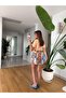 Flower Patterned Mini Skirt - White Blue - 3