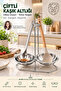 Silver Double Ladle Spoon Holder Vertical Countertop Spoon Holder Stand 18/10 304 Stainless Steel 723677