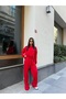 Women's Lace-Up Waist Long Sleeve Flowy Top and Bottom Set - 3