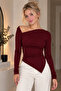 Women's Asymmetrical Collar Slim Fit Lycra Long Sleeve Body Blouse