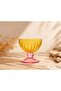R'Eyla Bombo 6-Piece Colorful Glass Footed Ice Cream Bowl Dessert Bowl Snack Bowl Presentation Set 250 ml - 6